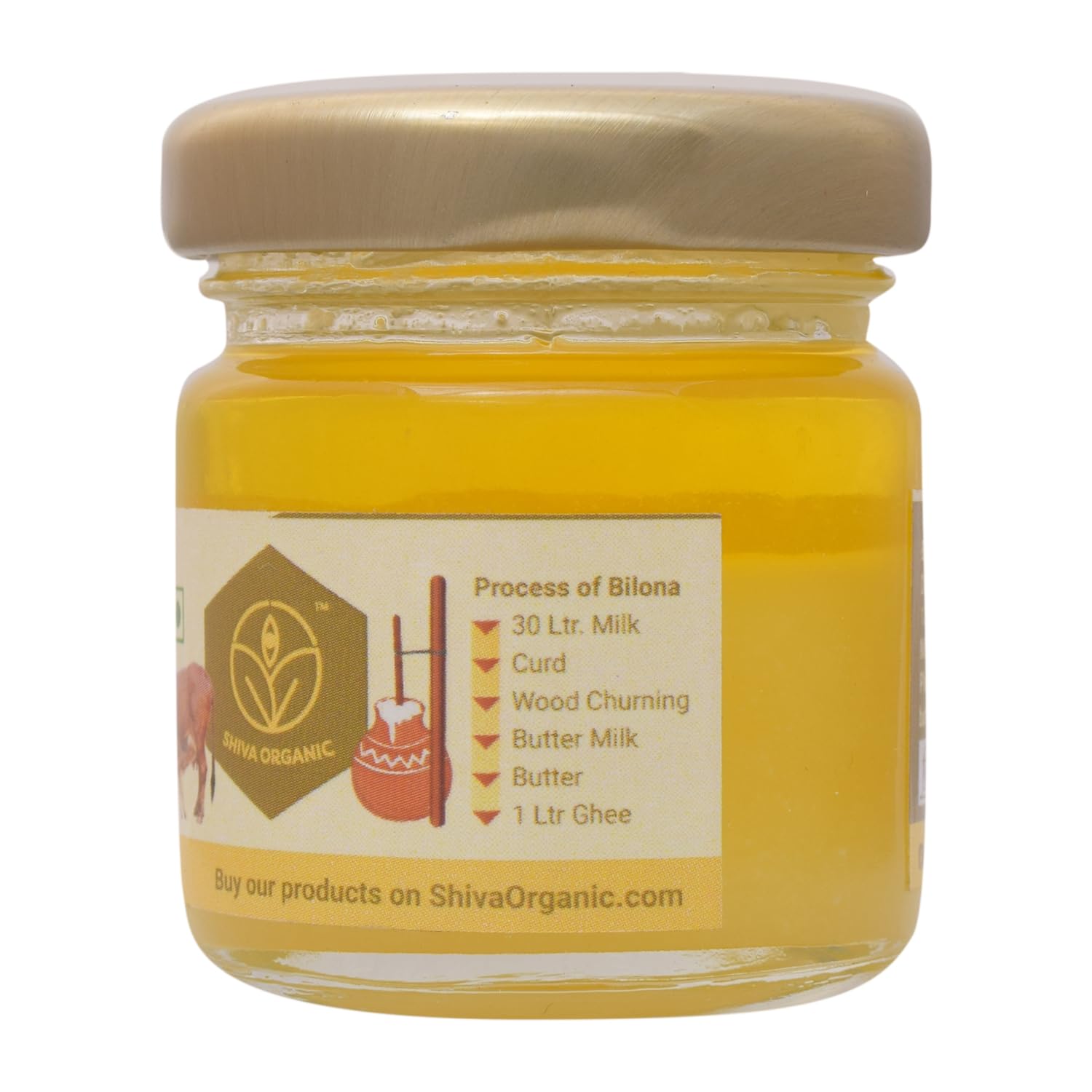 Pure Natural A2 Gir Cow Ghee By Shiva Organic | High In Protein Fiber & Healthy Delicious Desi Ghee Good For Weight Loss | (50ml) 1.6 Ounce | Jar Pack