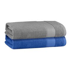 Himeya Bamboo Bath Towels 800 Gsm | Large Soft & Highly Absorbent, Eco-Friendly Design For Ultimate Comfort & Quick Drying -Steel Grey & Ocean Blue (Pack Of 2)