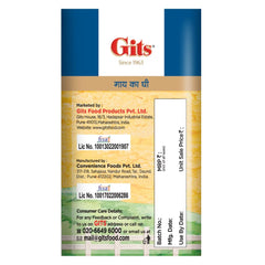 Natural Premium Desi Cow Ghee By Gits | Good Source Of Vitamin A, Delicious Healthy & Nutritious Pure Cow Ghee | (1 Litr) 33.8 Ounce | Tin Pack