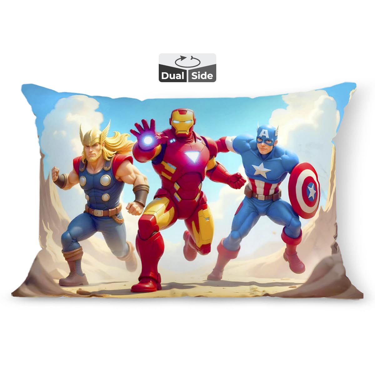 Kids Pillow Cushion With Super Soft Fabric, Animal & Cartoon Prints - 12x18 Inches | Dual Sided Design, Durable & Easy Care | Large & Versatile, Multi-Purpose, Made In India - Design 32