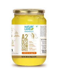 Pure Organic A2 Desi Cow Ghee By Natureland Organics | Delicious & Nutritious Healthy Desi Cow Ghee Good For Boost Immunity | (500ml) 16.9 Ounce | Jar Pack
