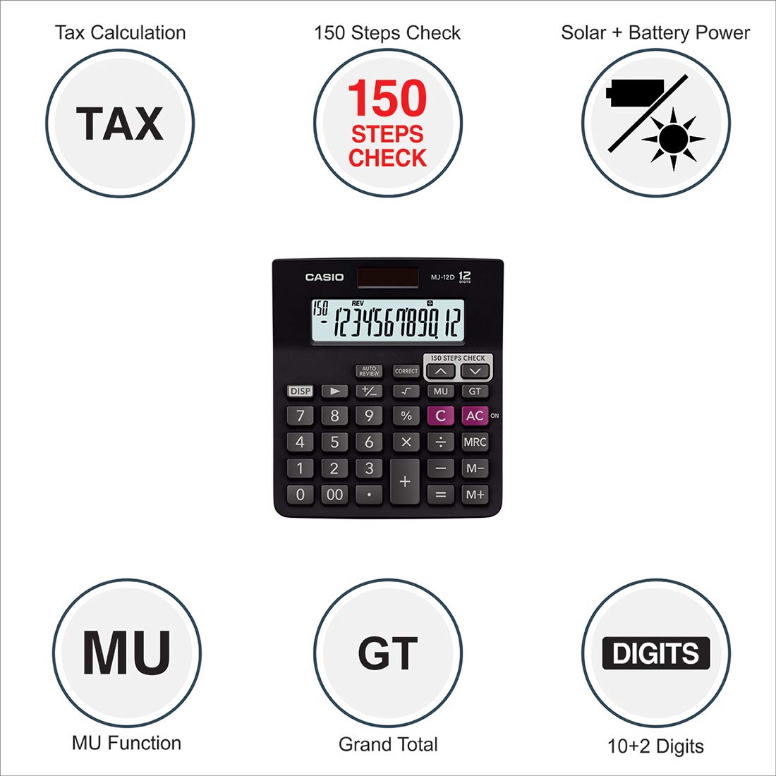 Casio Mj-12d 150 Steps Check And Correct Desktop Calculator | Operation You Are Currently Performing