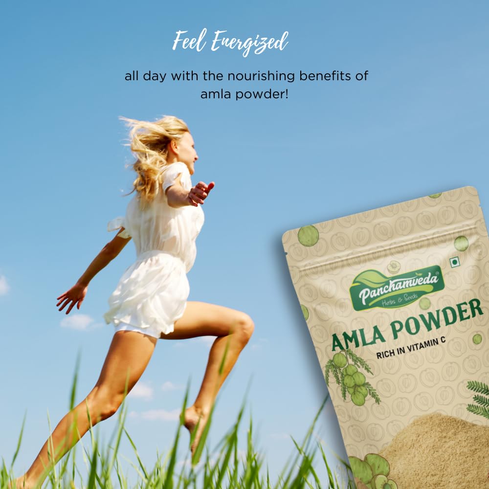 Panchamveda Natural & Organic Amla Indian Gooseberry Powder For Drinking, Eating, Hair & Skin Care | 200gm 0.4lbs
