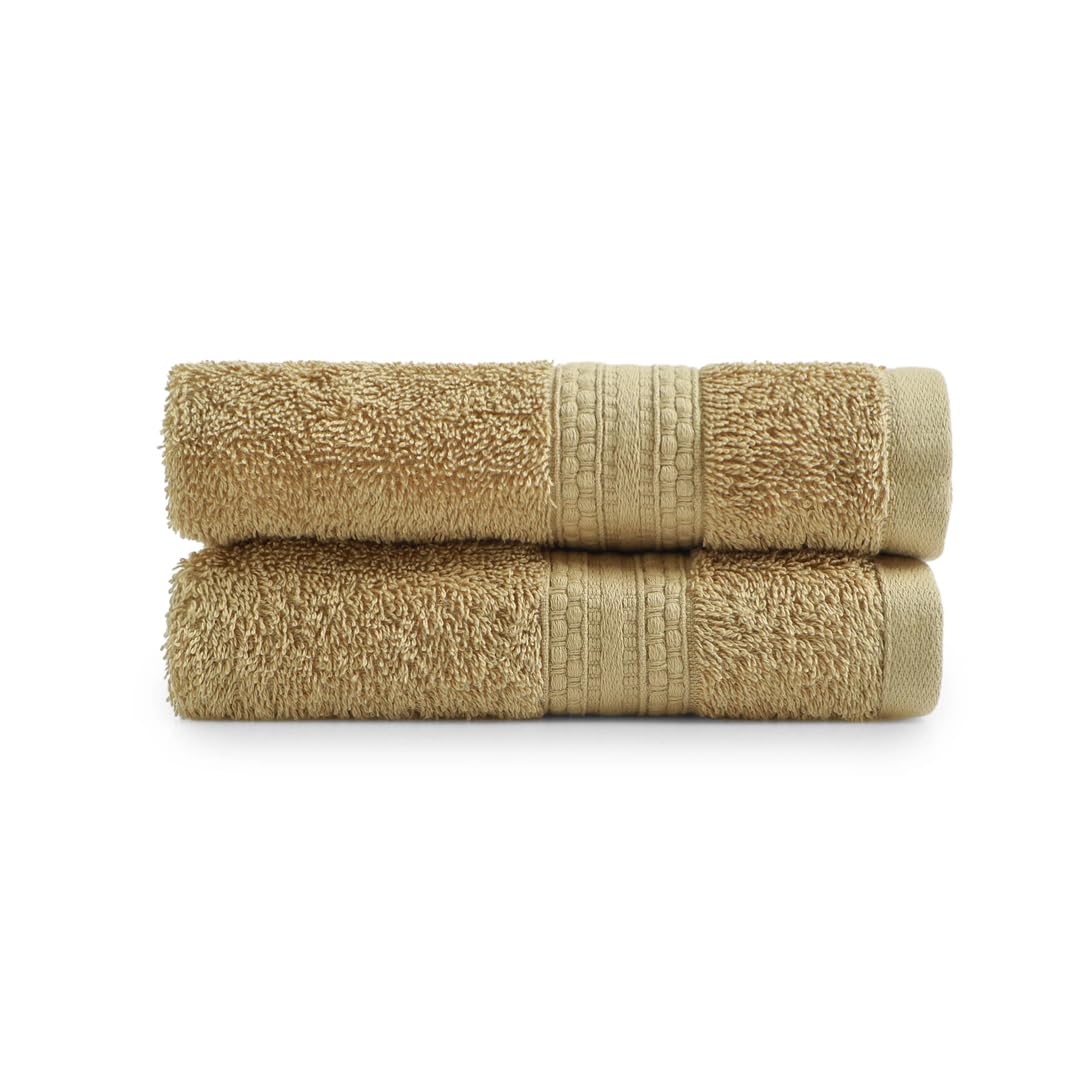 Livspace Paleto Collection Hand Towel 400 Gsm | 100% Cotton, Solid Dyed, Hand Towel Super Soft Absorbent (Beige) Set Of 2