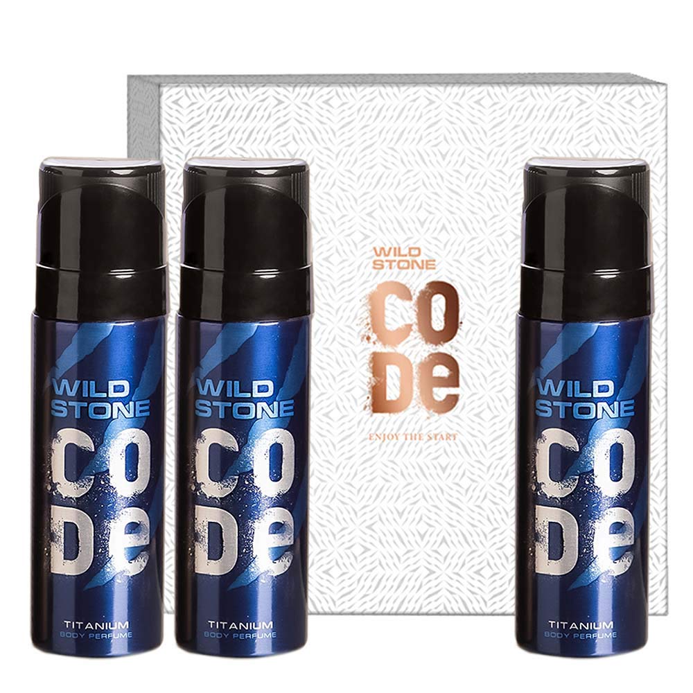 Wild Stone Code Titanium Body Perfume For Men 360ml 12.1 Fl.oz. Pack Of 3 | Best Birthday Gift