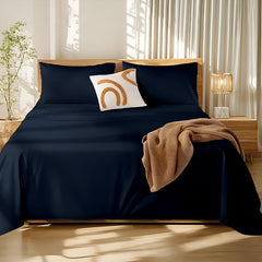 Microfiber Bedsheets For Single Plain Navy Blue Solid Bed Sheet Include Pillow Cover, Ultra Soft | Size 60 X 90 Inches Bedsheet - Traditional Single Bedsheet Comfort