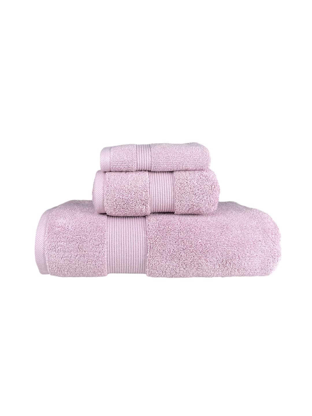 Senses By Riba Cotton Towel Bath, Hand & Wash 930 Gsm | Super Soft, Absorbent, Lightweight, Antimicrobial, Low Linting | Pack Of 3 (Mauve)