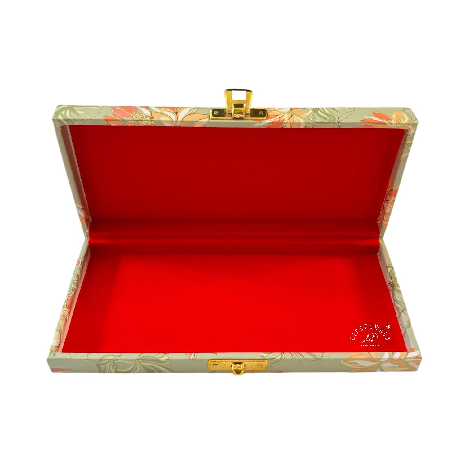 Rectangular Shaped Floral Design Cash Box, Shagun Box, Gift Box, Gaddi Box, Jewellery Box, Shagun Envelope In Floral Design, Colour - Pastel Green
