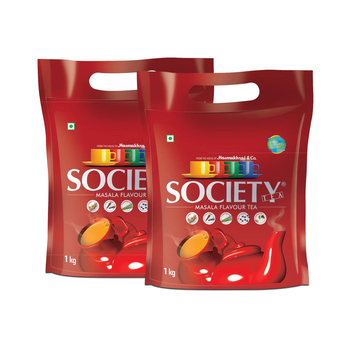 Society Masala Flavor Tea Pack Of 2 X 1 Kg, 35.2 Ounce Each - Masala Chai Enriched With Cardamom Ginger Cloves Black Pepper & Lemongrass | Refreshing Classic Masala Tea - No Preservatives