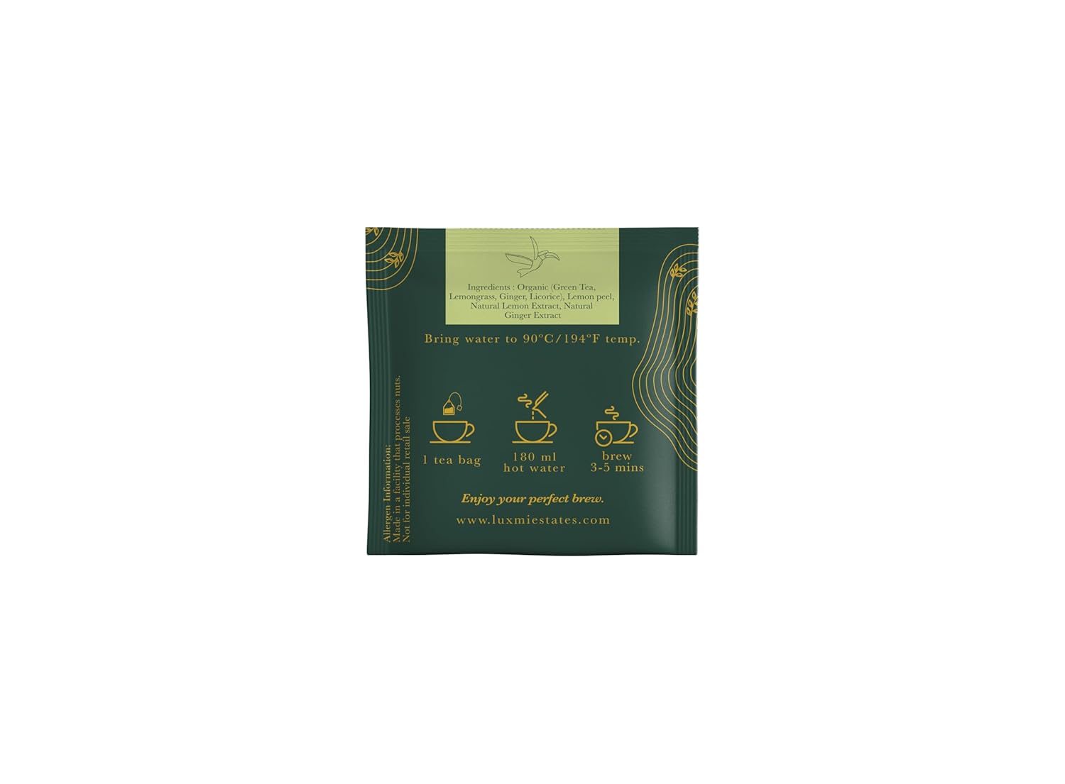 Luxmi Estates Citrus Sky Lemongrass Ginger Green Tea Pack Of 6 - 30gm, 1.05 Ounce, 15 Tea Bags Each | USDA Certified Organic Darjeeling Tea - Natural Lemon Balm Tea - Calming, Supports Digestion