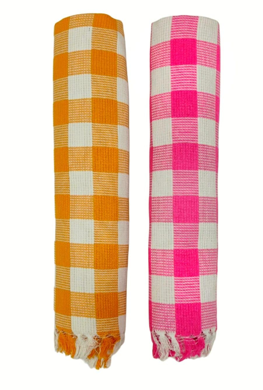 Bombay Dyeing Rimzim 100% Cotton Printed Soft & Slick Quick Drying Bath Towels 500 Gsm (Orange & Pink) - 2 Pcs