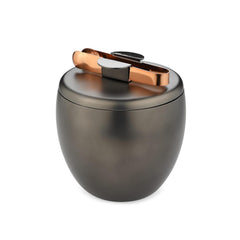 Designer Grey Stainless Steel Ice Bucket With Lid - Urban Series | Gloss Mirror Polis, Cityscape Pattern - Ice Cube Storage Box | Great Bar Tools Accessories