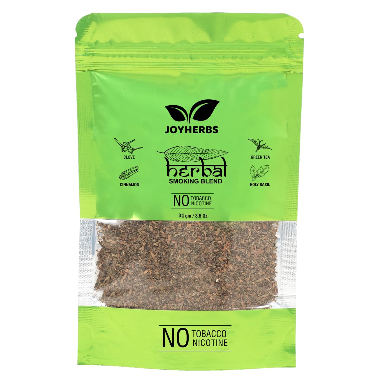 Ayurvedic & Herbal Nicotine Free Mixture For Smoking Pack Of 30 Gram - Tobacco Alternatives Organic Smoking Blend Mix Of Clove, Tulsi & Green Tea - Tobacco Free & Nicotine Free
