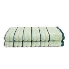 Spaces 100% Cotton Hand Towel 400 Gsm Ribbed Texture High Absorbency High Loft - Sea Green & Teal (Pack Of 2)