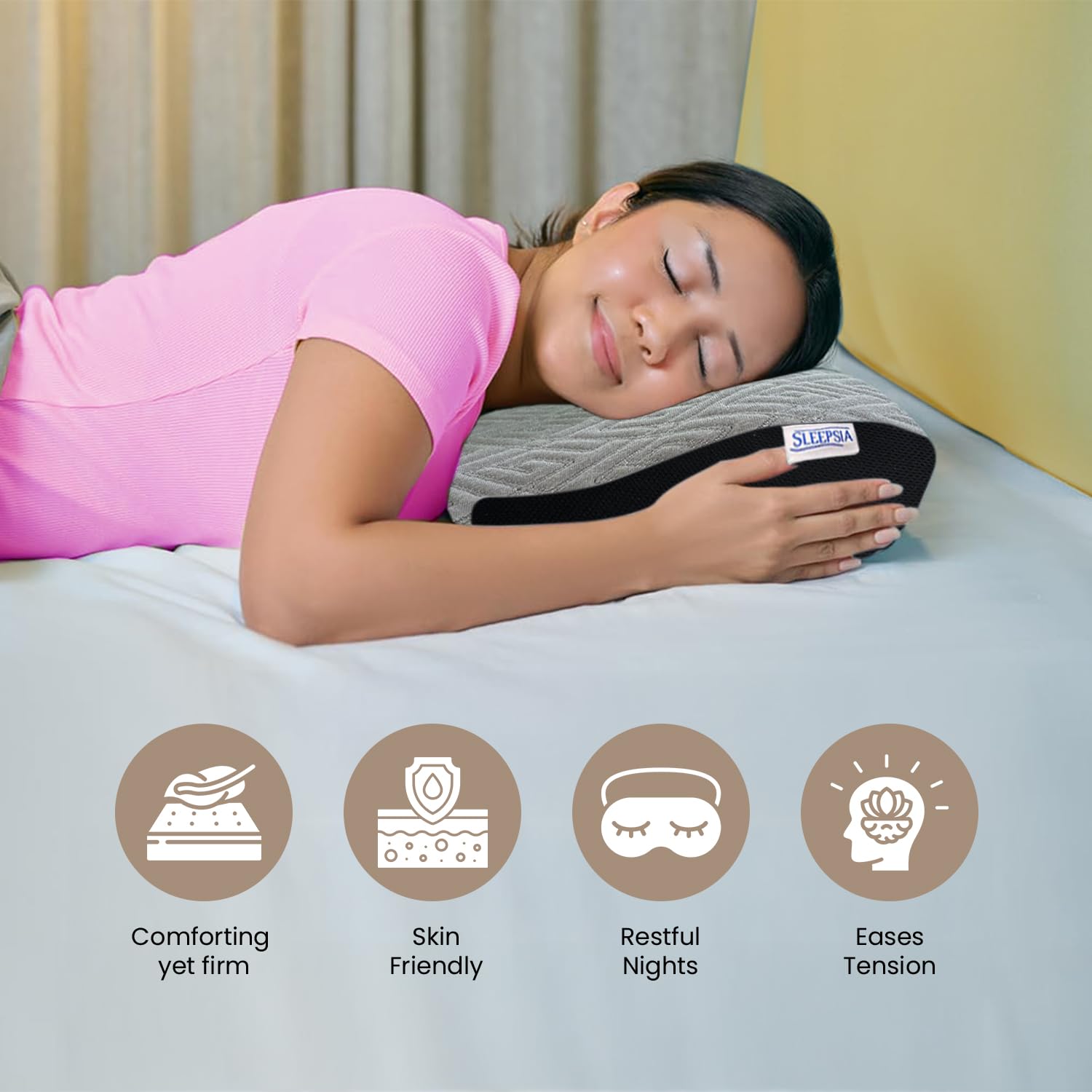 Cervical Pillow For Neck & Shoulder Pain Relief, Grey & Black Gel | Orthopedic Memory Foam Pillow, Cervical Pillow, Spondylitis | Ortho Neck Support Medical Pillow | Long Lasting - Pack Of 2