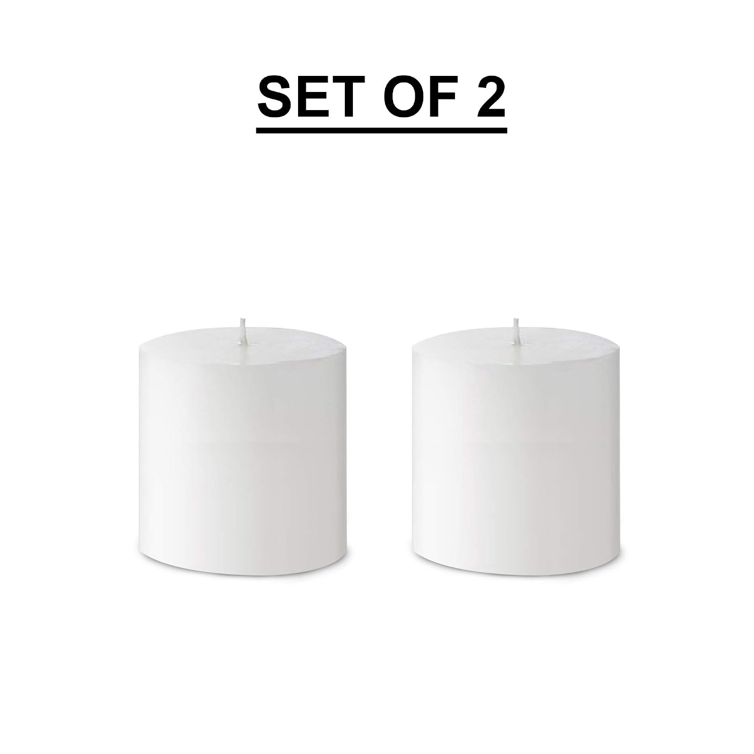 WHITE PILLAR CANDLES 3 INCHES UNSCENTED SET OF 2 | BURNING TIME 45 HOURS