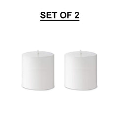 WHITE PILLAR CANDLES 3 INCHES UNSCENTED SET OF 2 | BURNING TIME 45 HOURS