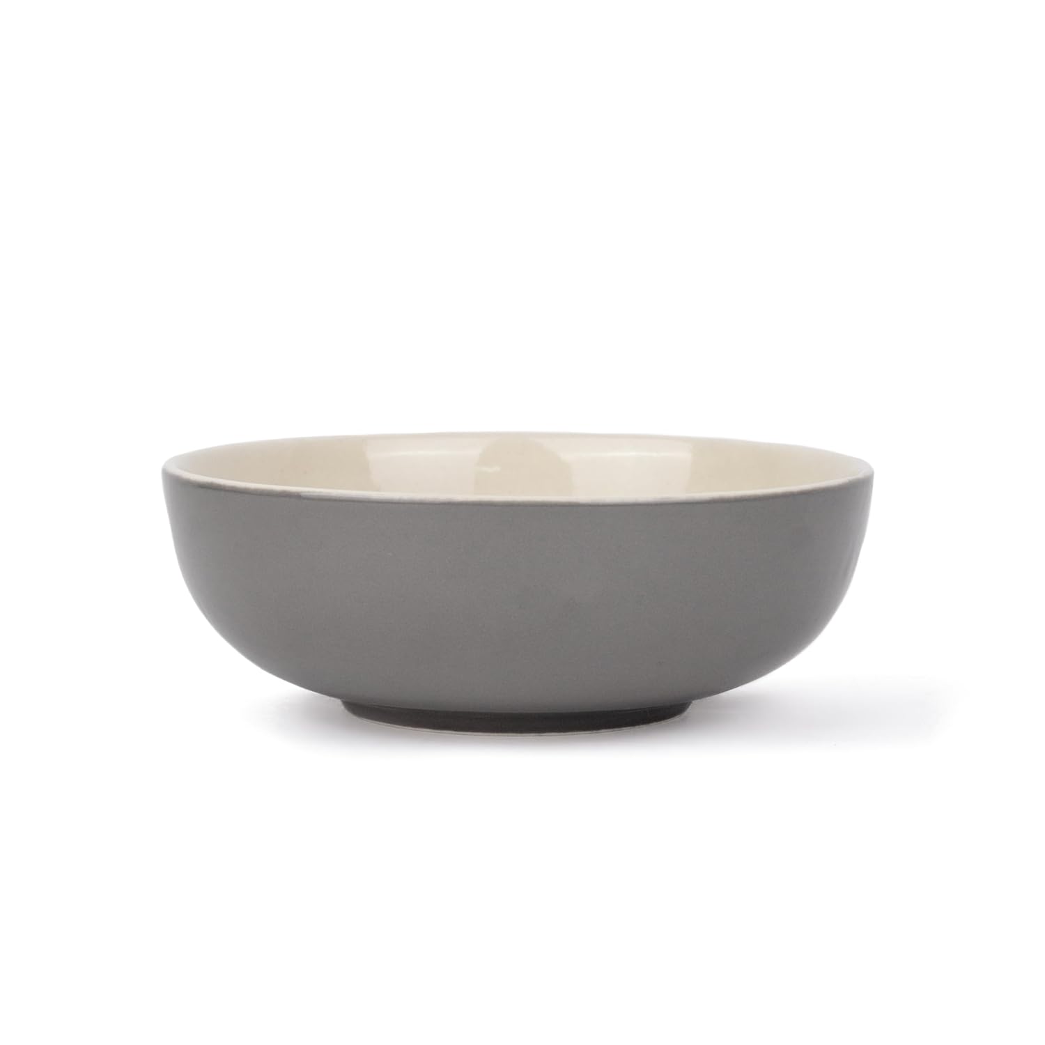 Ceramic Pasta Bowl Set Of 2 Pieces - 18cm, Grey Ivory, 800ml Each | Stoneware Ceramic Serving Bowls | Pasta Plate - Deep Plate | Ceramic Bowl With Glossy Finish - Pasta Serving Plate