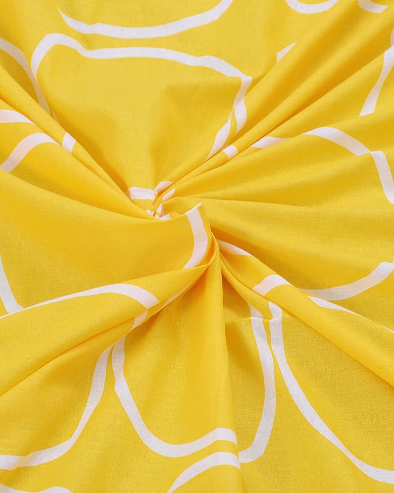 Single Bed Sheet Size - 55 X 88 Inches With 1 Pillow Covers, Yellow & White | Wash Dark Colors Separately | Lightweight, Soft, & Comfortable Bedsheet