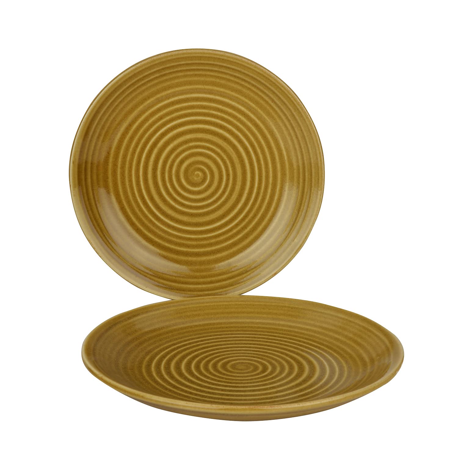 Handcrafted Ceramic Dinner Plates Set Of 2 - Brown, Diameter: 24 Cm | Full Plates - Ceramic Platter - Sand Dune Splendour Collection