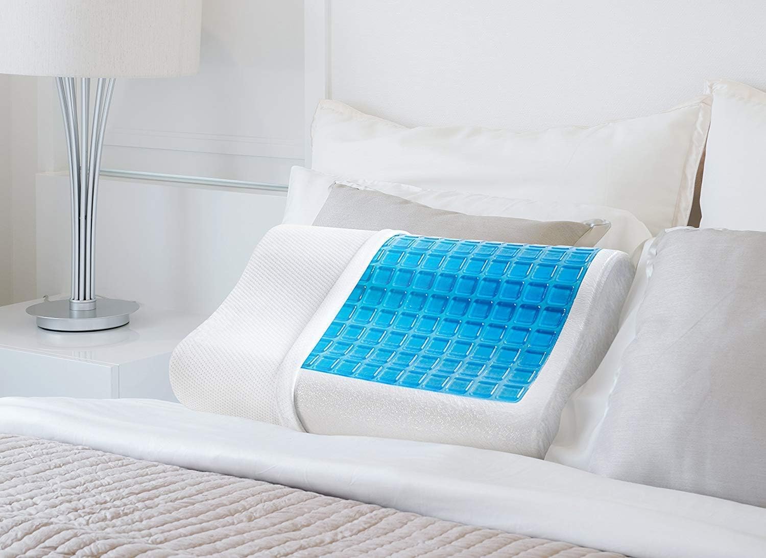 Contour Cool Gel Memory Foam Cervical Pillow, Neck Support Pillow, Sky-Blue | Ergonomic Cervical Pillow For Spondylitis Neck & Shoulder Pain | Orthopedic Memory Foam Pillow For Sleeping