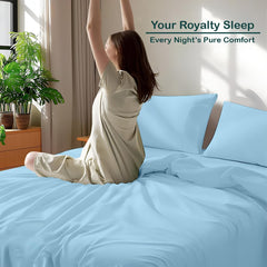 Plain King Size Bedsheet With 2 Pillow Cover - 72 X 78 Inches, Light Blue | Hotel Luxury Bedding Wrinkle Free | Ultra Durable & Easy Care