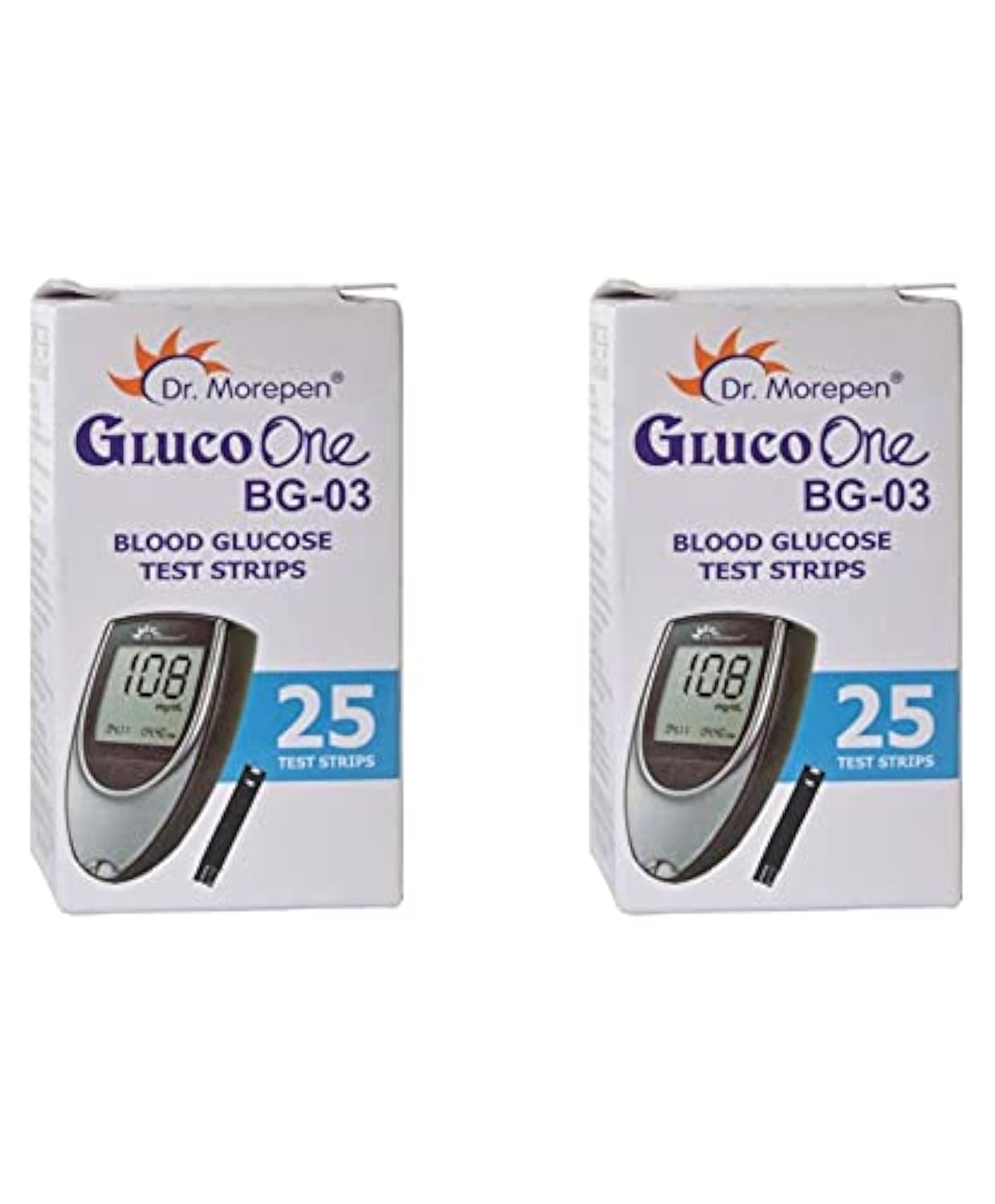 Dr. Morepen BG-03 Blood Glucose Test Strips - Pack Of 2X 25 Strips, Multicolor