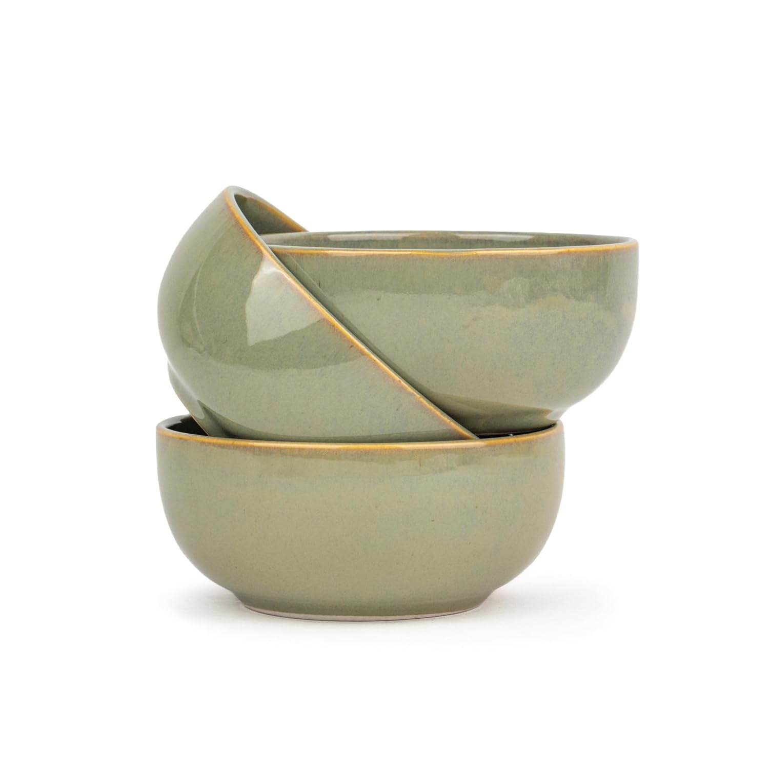 Ceramic Veg Bowls Set Of 6 For Dinner - 180ml Each, Pistachio Green | Katori Set With Glossy Finish - Porcelain Ceramic Bowls Set | Dessert Bowl Set