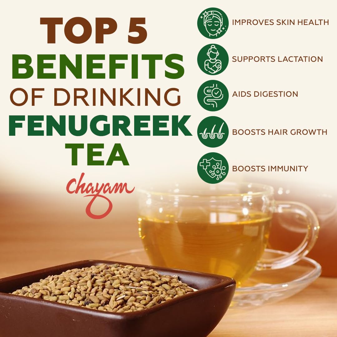 Chayam Fenugreek Tea - 100gm Tin, 3.5 Ounce | Herbal Tea Blended With Fennel, Fenugreek, Cumin, Ajwain, Licorice - Digestive & Relaxing Blend | Caffeine Free - Nursing Mother's Tea