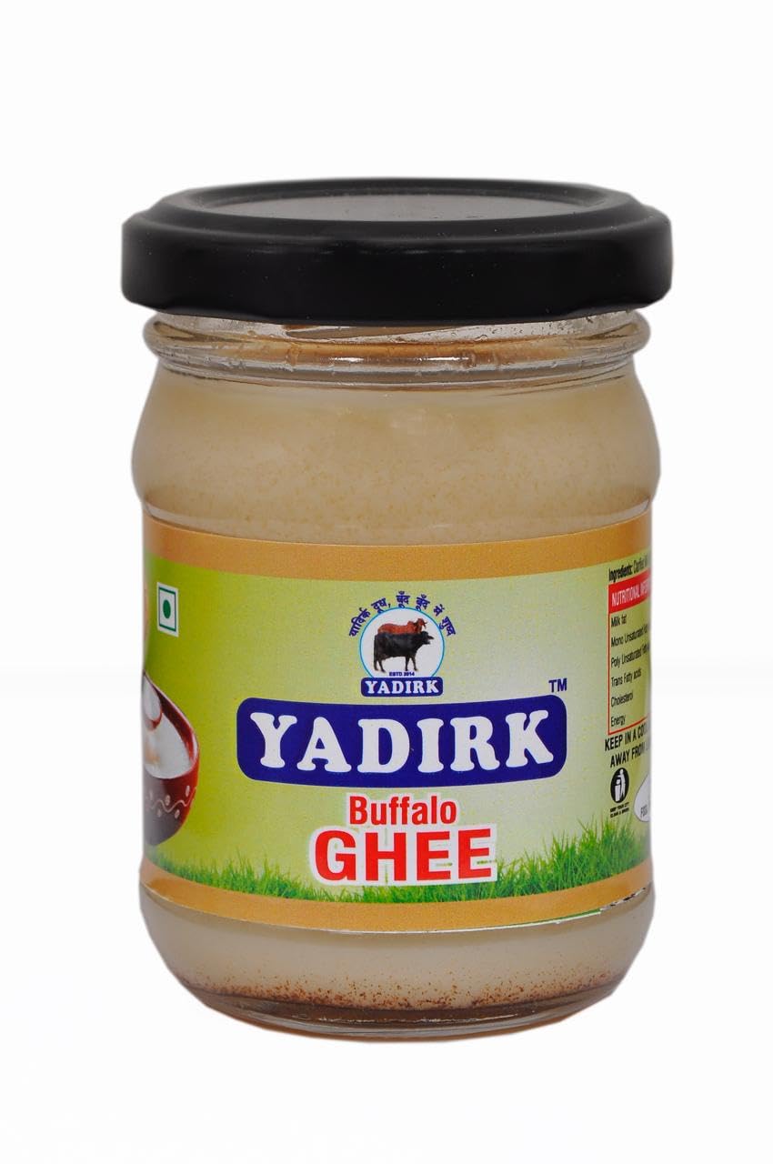 100% Natural Buffalo Ghee By Yadirk | High In Protein Fiber Healthy & Nutrients Desi Buffalo Ghee Good For Sweets | (100ml) 3.3 Ounce | Jar Pack