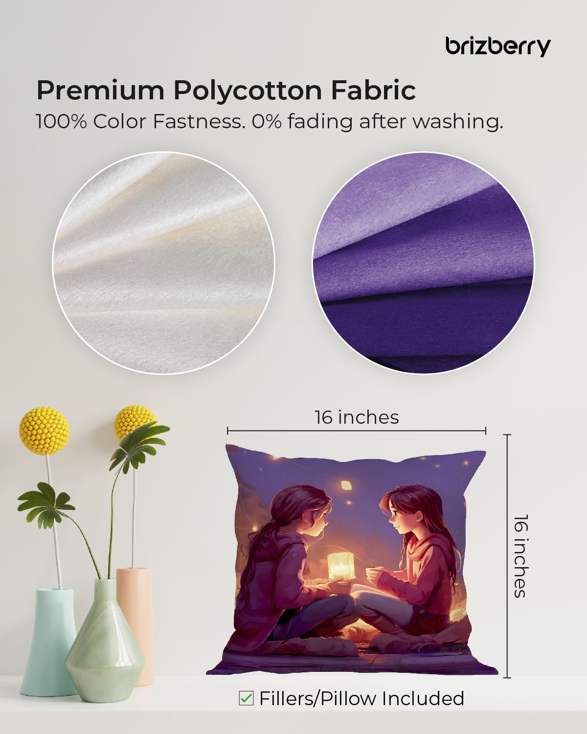 Pillow Cushion For Best Sister, Premium Pillow - 16 X 16 Inch | Unique Thoughtful Cute Birthday Diwali Pillow Gift For Best Sister | Premium Filler Cushion, Dual-Sided Design - Design 20