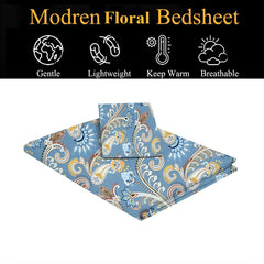 Printed Single Bedsheet Size With 1 Pillow Cover - 60 X 90 Inches, Grey | Cotton Wrinkle Free Soft, Breathable | Durable & Long-Lasting