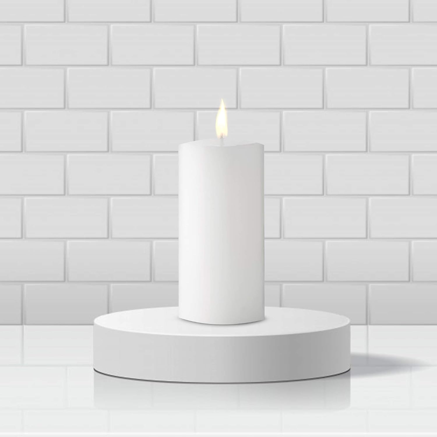WHITE PILLAR CANDLE UNSCENTED | BURNING TIME 90 HOURS | ROUND CANDLE