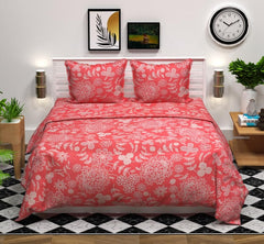 Microfiber Double Bedsheet With 2 Matching Pillow Covers | 90 X 90 Inches, Red & White - Lightweight & Breathable Double Bed Perfect For Daily Use, Gifting, Or Guest Bedrooms