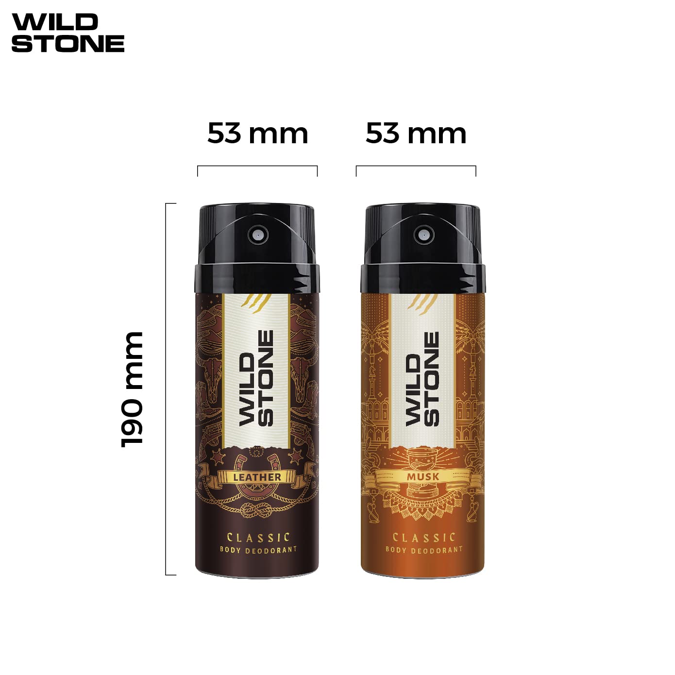 Wild Stone Classic Leather & Musk Body Men Deodorants 450ml 15.2 Fl.oz. | Best Gift For Bestfriend | Pack Of 2