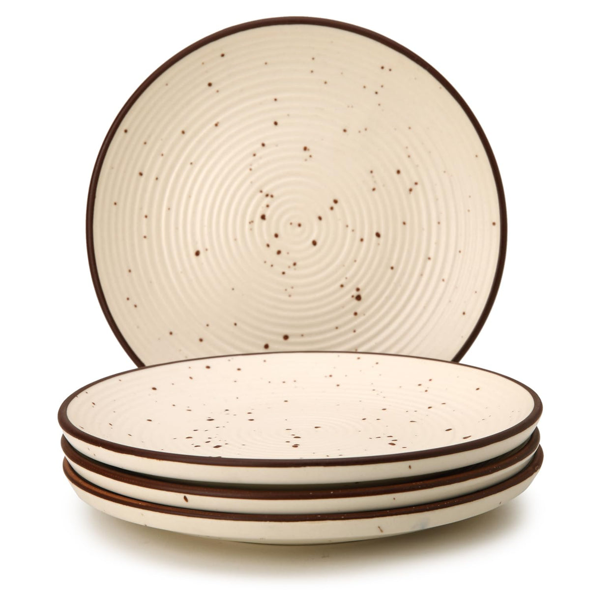 Ceramic Handcrafted Serving Small Plates Set Of 4 - 7.4 Inch, Beige | Hand Painted, Stoneware - Dinnerware | Scratch Resistant, Microwave & Dishwasher Safe