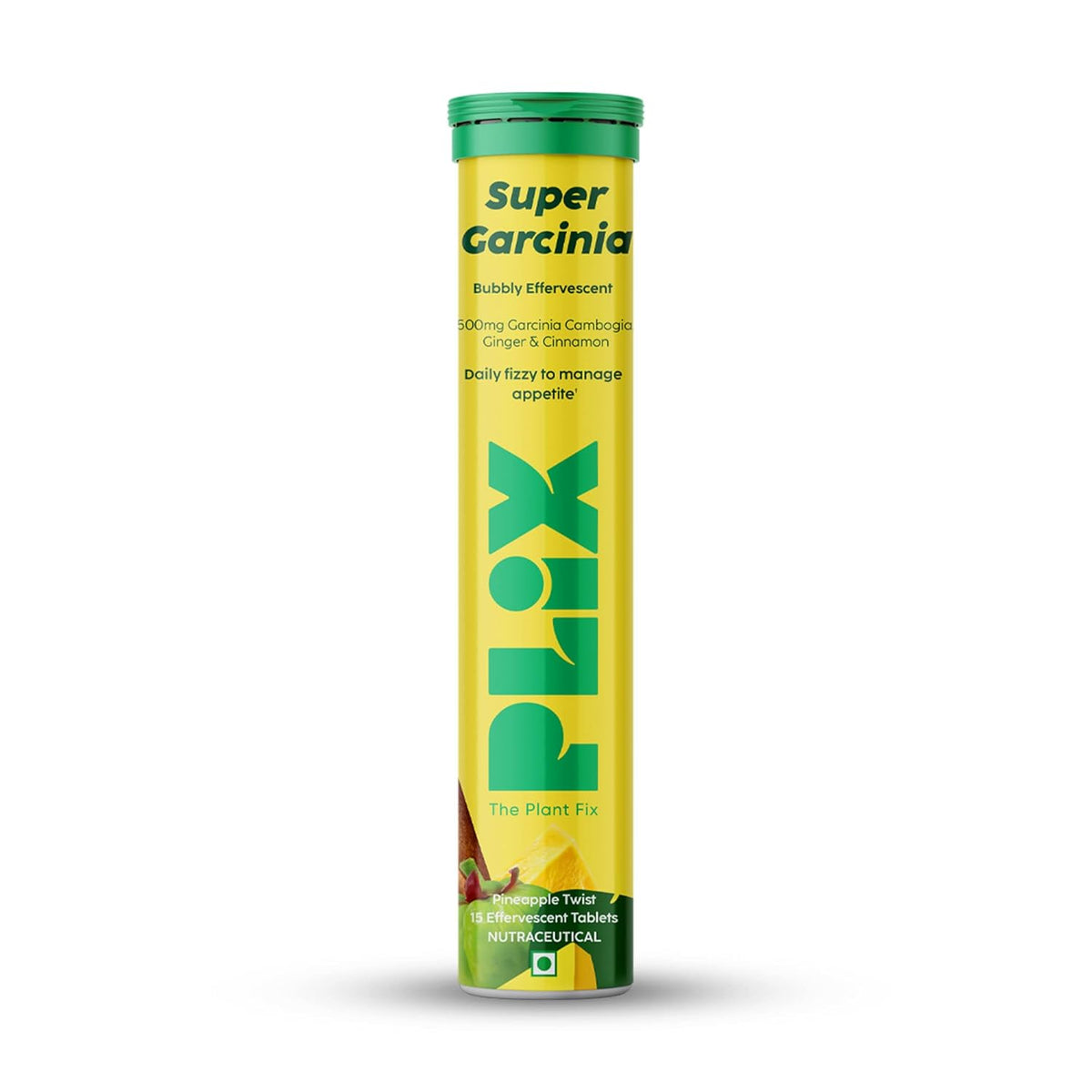 Plix The Plant Fix Garcinia Cambogia Tablets For Weight Loss, Ayurvedic Herbs, Ginger, Cinnamon, Improves Energy, Boost Metabolism, For Men & Women | 15 Effervescent Tablets 50gm 0.1lbs