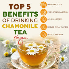 Chayam Pure Chamomile Tea - 30gm Tin Caddy, 1.05 Ounce | Sleep & Stress Relief, Calming Bedtime Herbal Tea - Pure Whole Chamomile Flowers | Caffeine Free