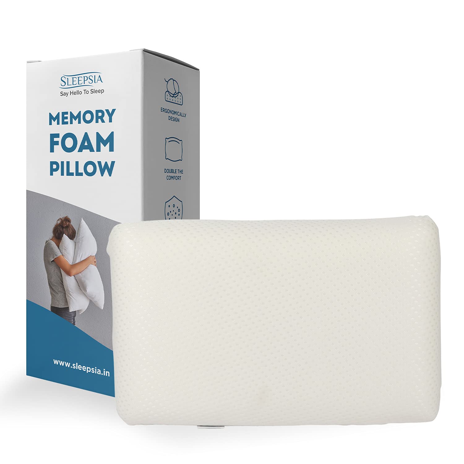 Cervical Memory Foam Pillow, White Pillow For Neck & Shoulder Pain, Standard Size - 23 X 13 X 4 Inch | Pillow For Back, Stomach, Side Sleepers, Washable Cover | Orthopedic Pillow - Pack Of 3