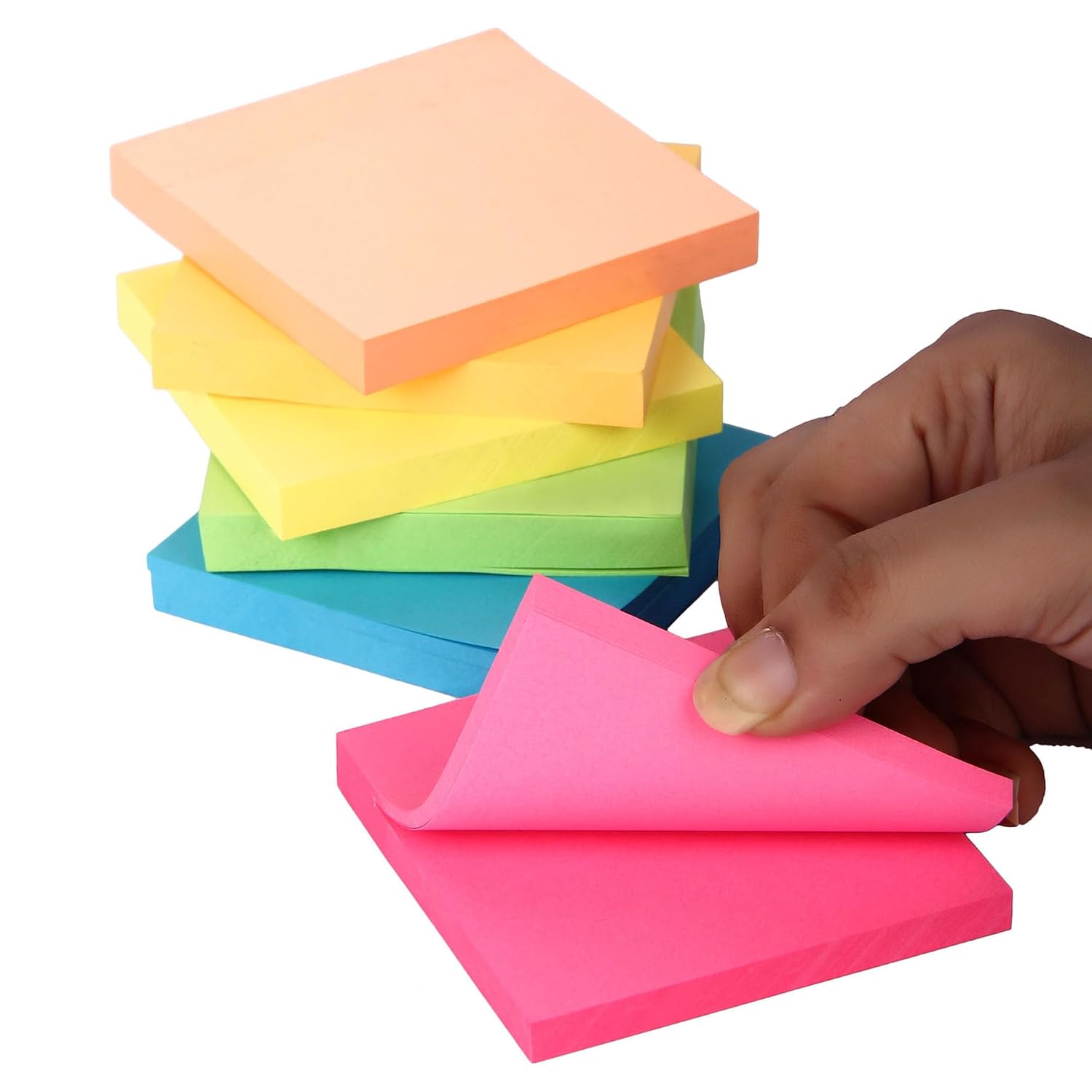 Sticky Notes 5 Colors Fluorescent Paper Self Adhesive & Removable | Pack Of 5 X 100 Sheets