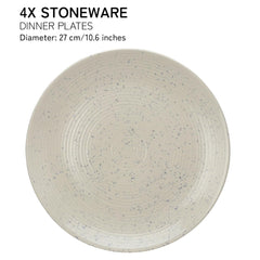 Ceramic Hand Glazed Stoneware Large Dinner Plates Set Of 4 - 10.6 Inch, Ivory White | Microwave Safe & Dishwasher Safe – Handcrafted Dinner Plates