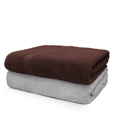 Sassoon Anatolia 100% Cotton Xl Bath Towel 1000 Gsm | Extra Soft, Quick Drying & Super Absorbent Bath Towel (Grey & Dark Brown) - 2 Piece