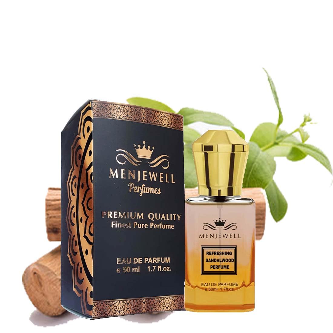 Menjewell Refreshing Sandalwood Perfume Eau De Parfum 50ml 1.7 Fl.oz. Long Lasting | Unisex Fragrance | Long Lasting