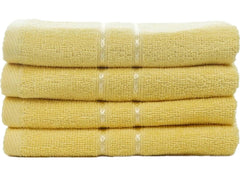 Sheevshakti Cotton Hand Towel 600 Gsm | Quick Dry Attractive Border Soft Extra Absorbency Hand Towels (Yellow) - Set Of 4
