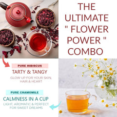 Chayam Pure Hibiscus + Pure Chamomile Tea Set - Pack Of 2 X 30gm, 1.05 Ounce Each | Promotes Skin Glow, Boosts Immunity - Caffeine Free, 100% Natural