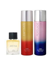 Ajmal Captivate & Persuade Deodrant 200ml 6.7 Fl.oz. Each X2 & Aretha Eau De Parfum 50ml 1.6 Fl.oz. For Unisex | Combo Of 3