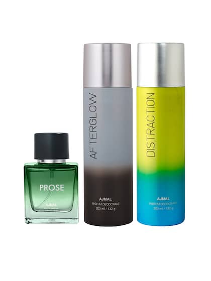 Ajmal Distraction + Ajmal After Glow Deodorant 200ml 6.7 Fl.oz. Each X2  For Unisex + Ajmal Prose Eau De Parfum 50ml  1.6 Fl.oz. For Men | Combo Of 3