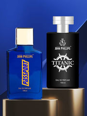 John Phillips Luxury Titanic & Passport Eau De Parfum 100ml 3.4 Fl.o.z Each Pack Of 2 For Unisex