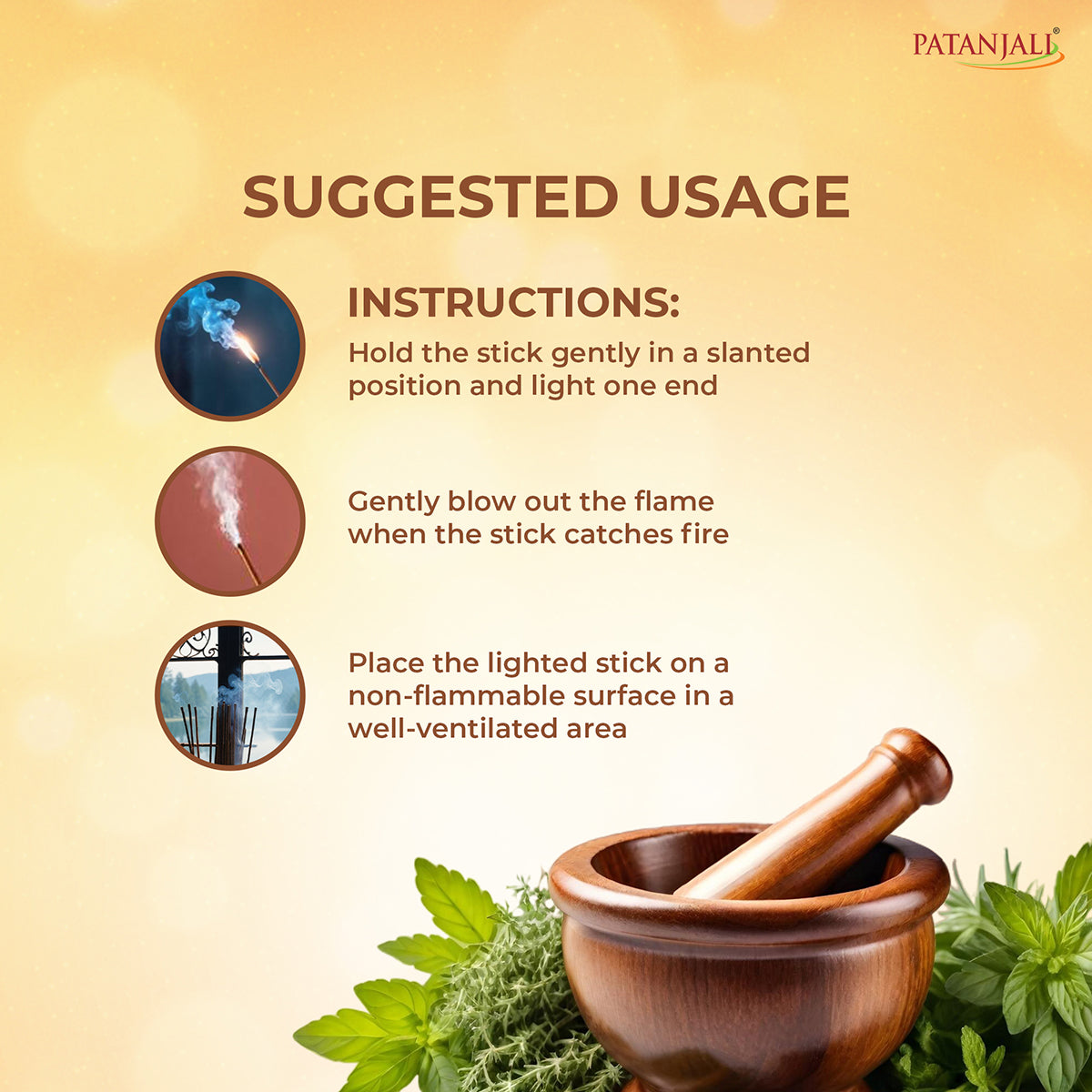 Patanjali Aastha Sandal Dry Dhoop Stick, With Exquisite, Soothing & Long Lasting Aroma | 200gm