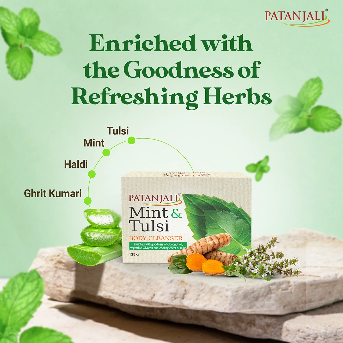 Patanjali Mint Tulsi Body Cleanser, With Gently, Purify & Provide Fresh, 375gm